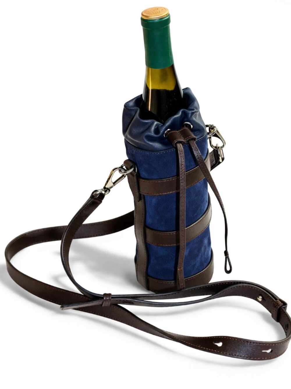 Tod’s Rare Suede Cylinder Bottle Bag Navy Brown Leather Cross Body Mini Italy - Picture 4 of 10